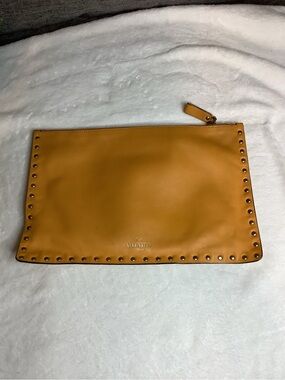 Valentino Mustard Leather Studded Pouch